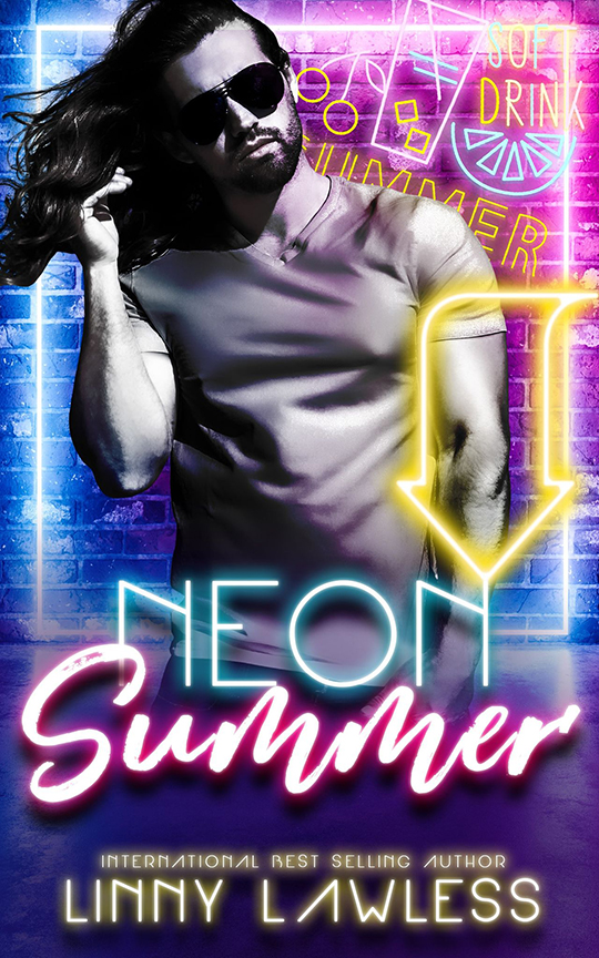 Neon Summer by Linny Lawless, Linny Lawless romance author, Jamieson Fitzpatrick model 