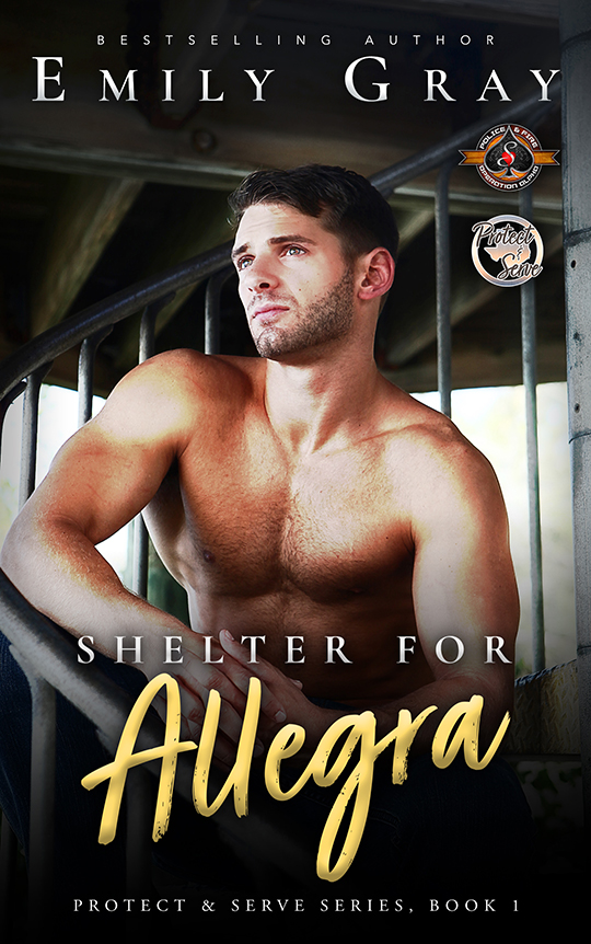 Shelter for Allegra by Emily Gray, Emily Gray romance author, Brock Grady model, CJC Photography book cover photographer